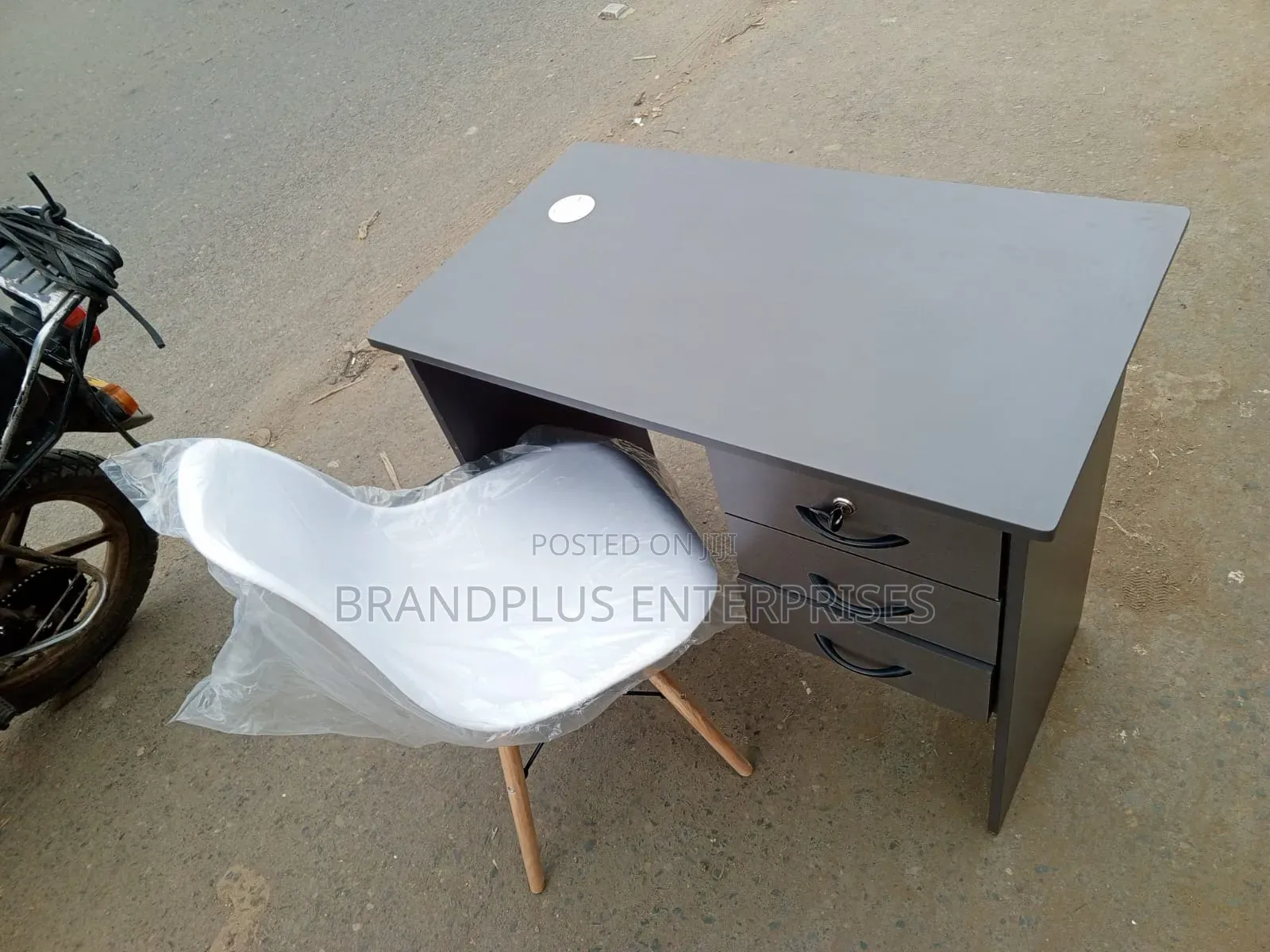 Dark Gray Office/Home Study Table and Eames Chair
