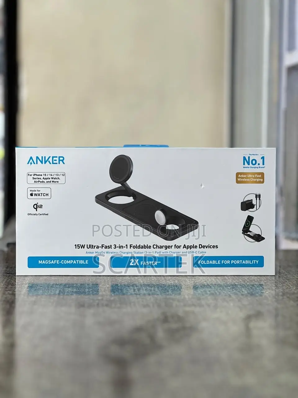 Anker 15w Ultrafast 3in1 Foldable Charger for Apple Devices
