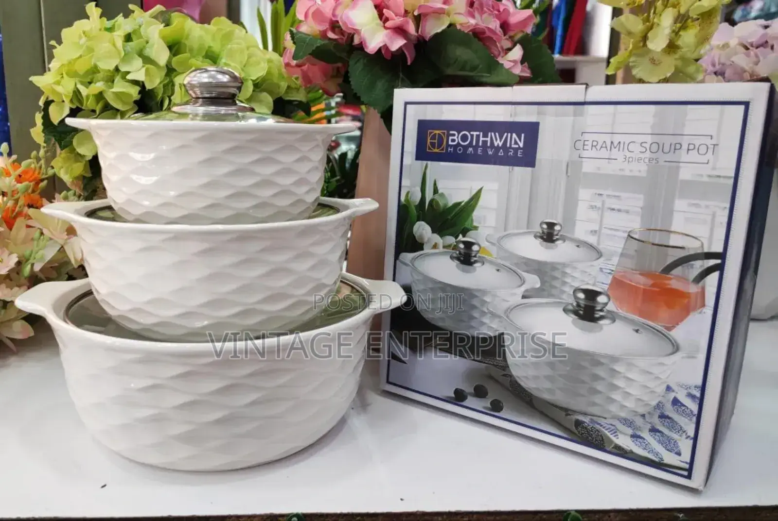 3pcs Ceramic Soup Pot