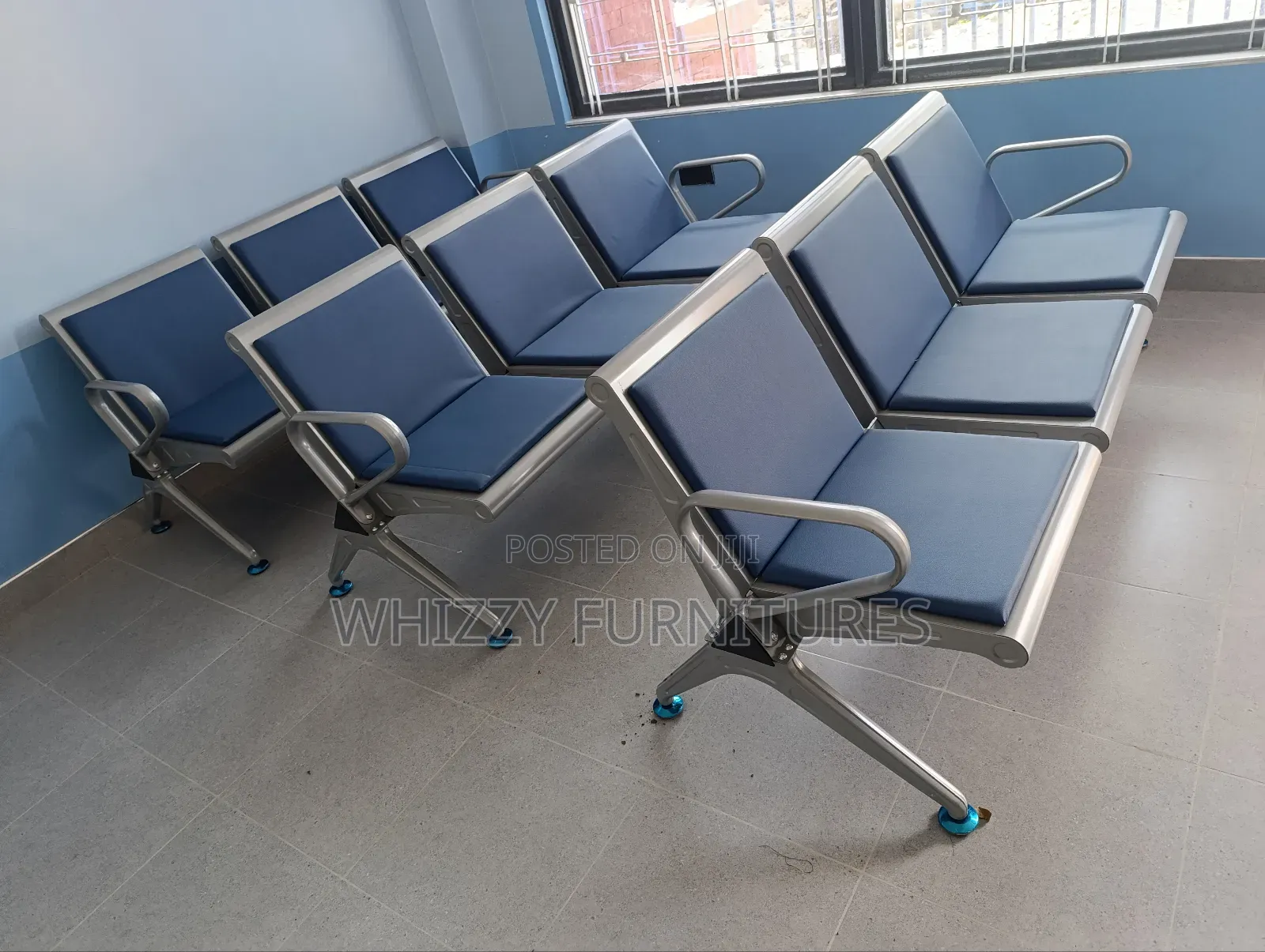 Blue Heavy-Duty Waiting Chair