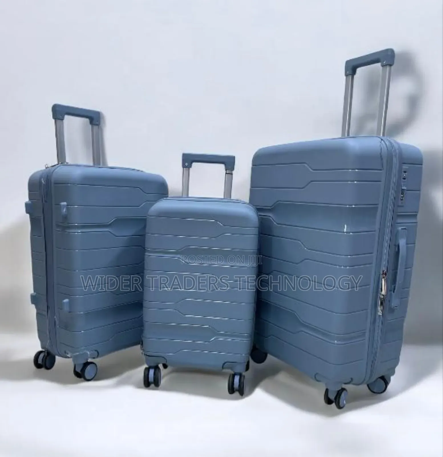 *3 in 1 Unbreakable PP Rubber Suitcase Blue/Gley