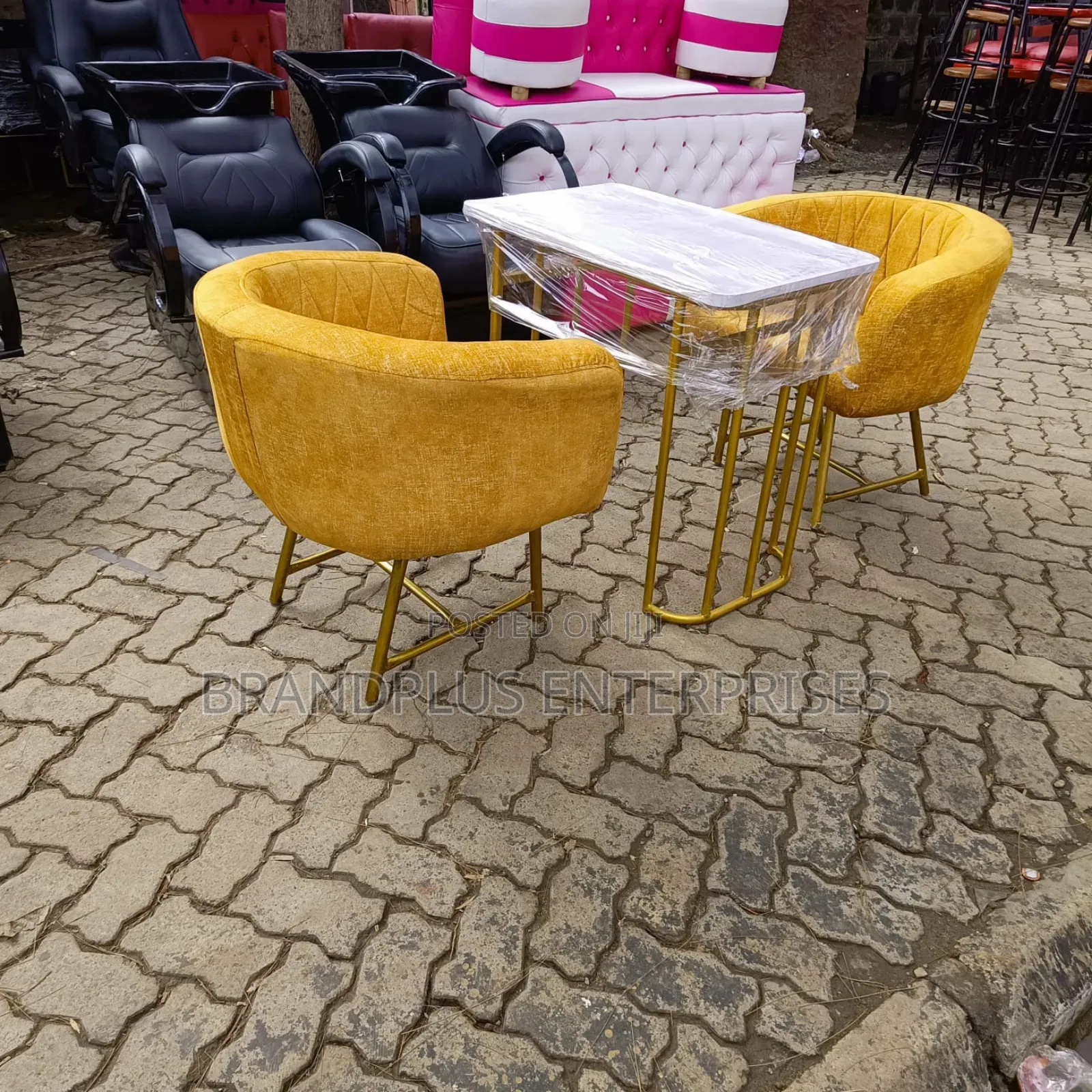 Gold Manicure Chairs and Table