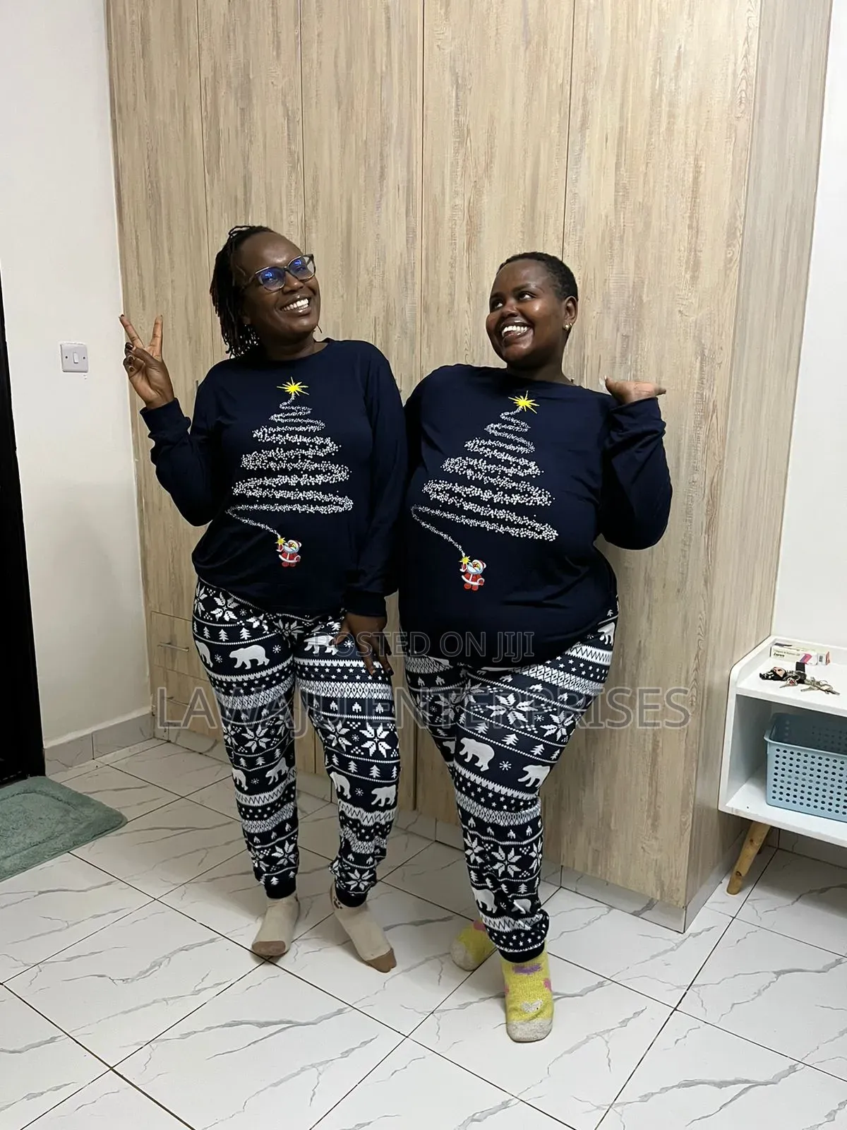 Navy Blue Christmas Themed Pajamas