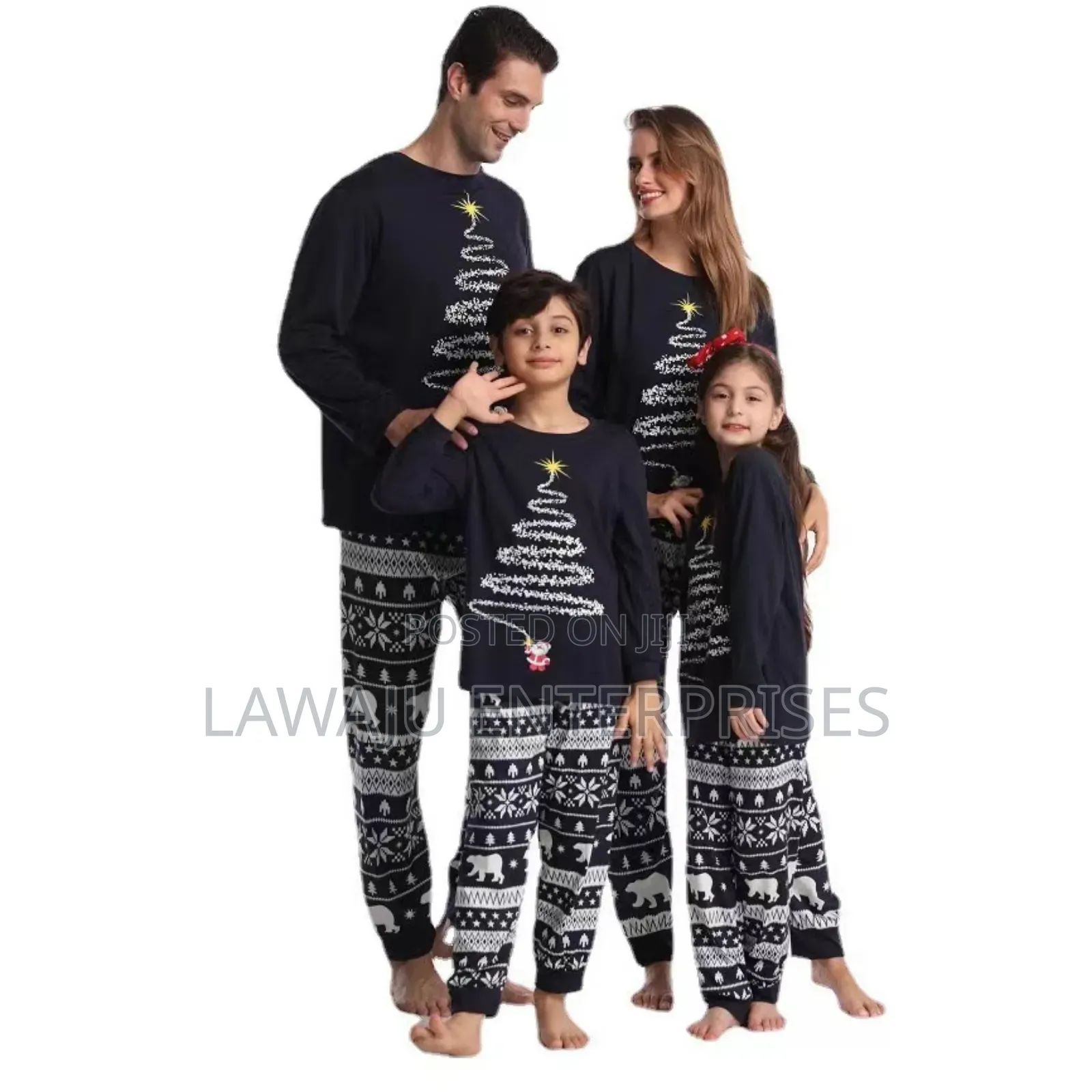 Navy Blue Christmas Themed Pajamas