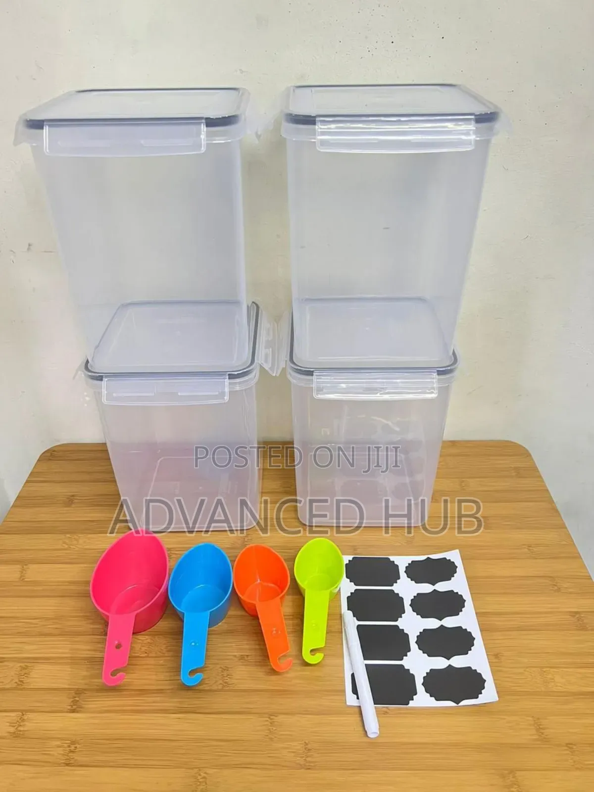 4pc Airtight Food Storage Containers With Stickers+Pen ,Cups