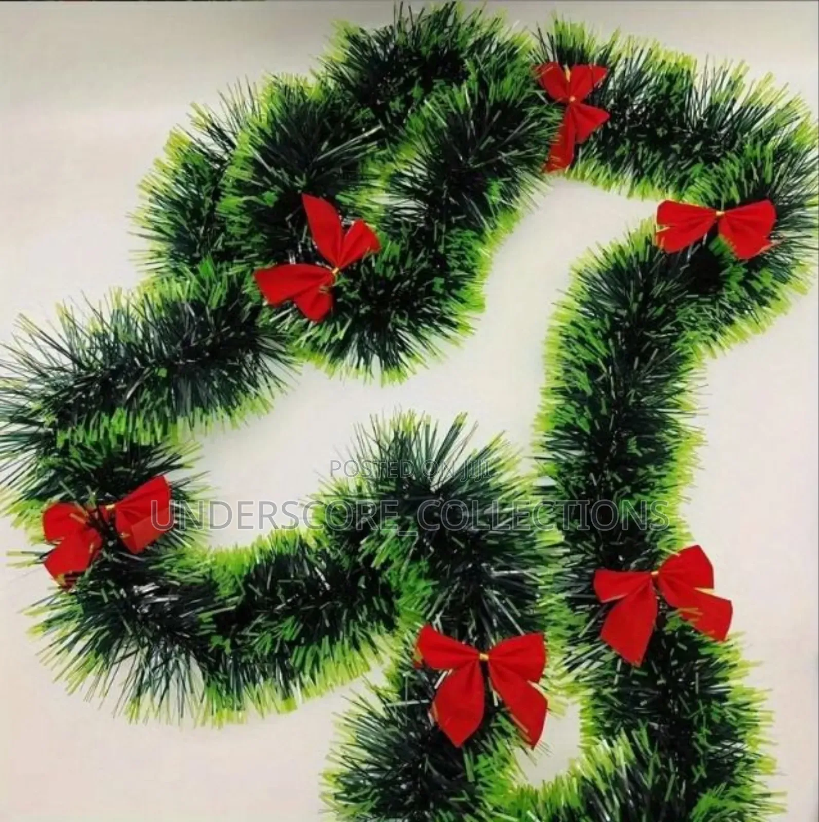 2M Decorated Christmas White Green Cane Ribbon Garland Xmas