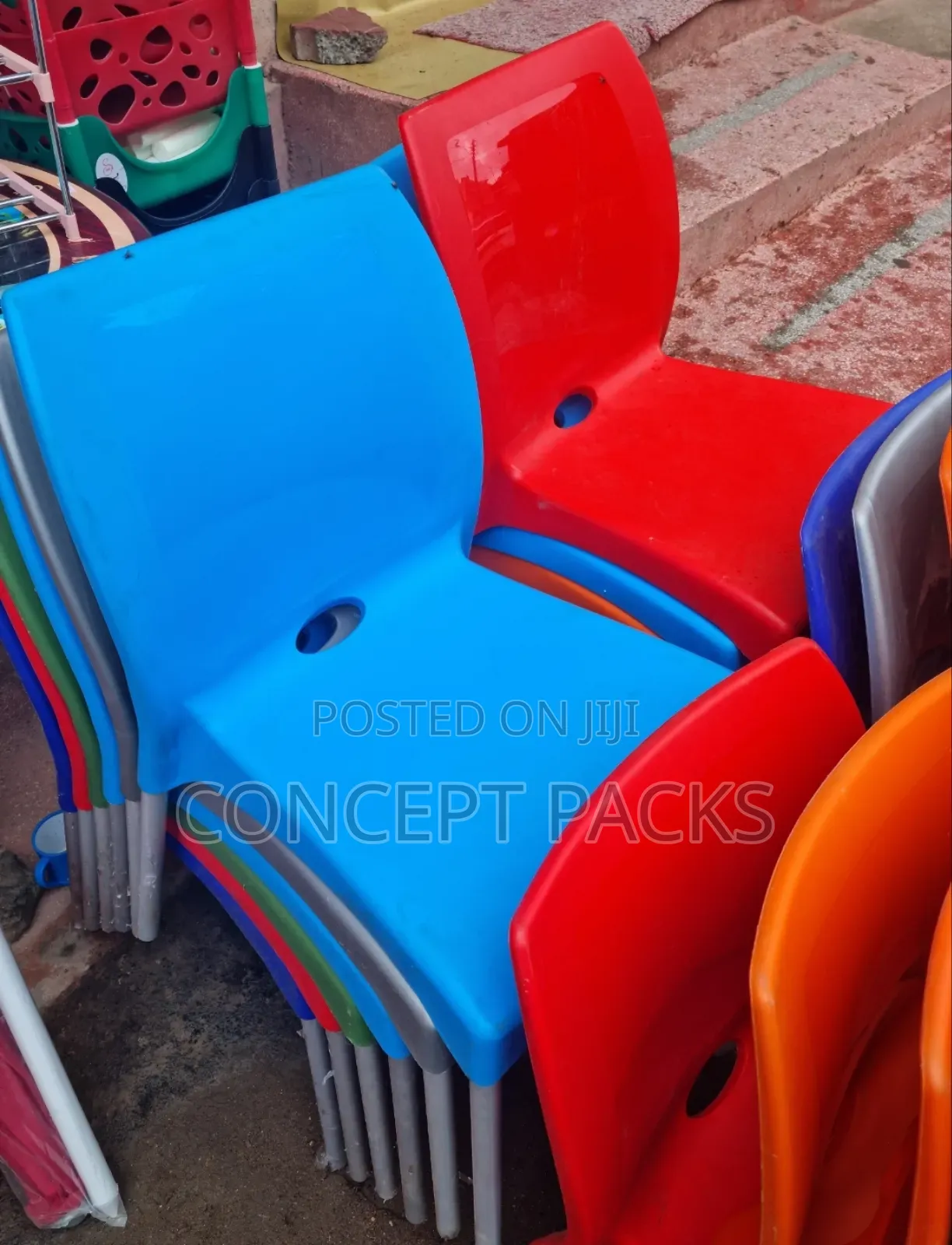 Compast Plastic Armless Chair With Anodised Aluminium Legs