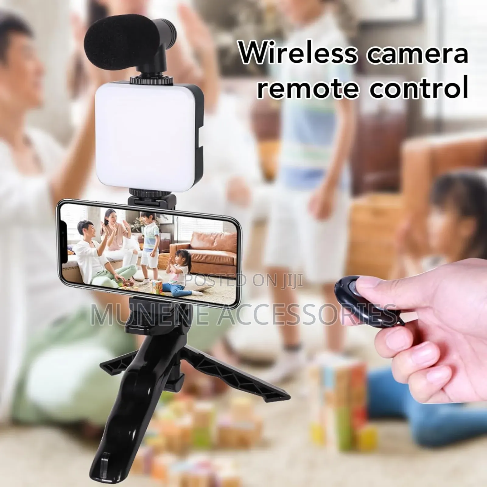 Smartphone Video Making Mic Remote Kit LED Light Stand