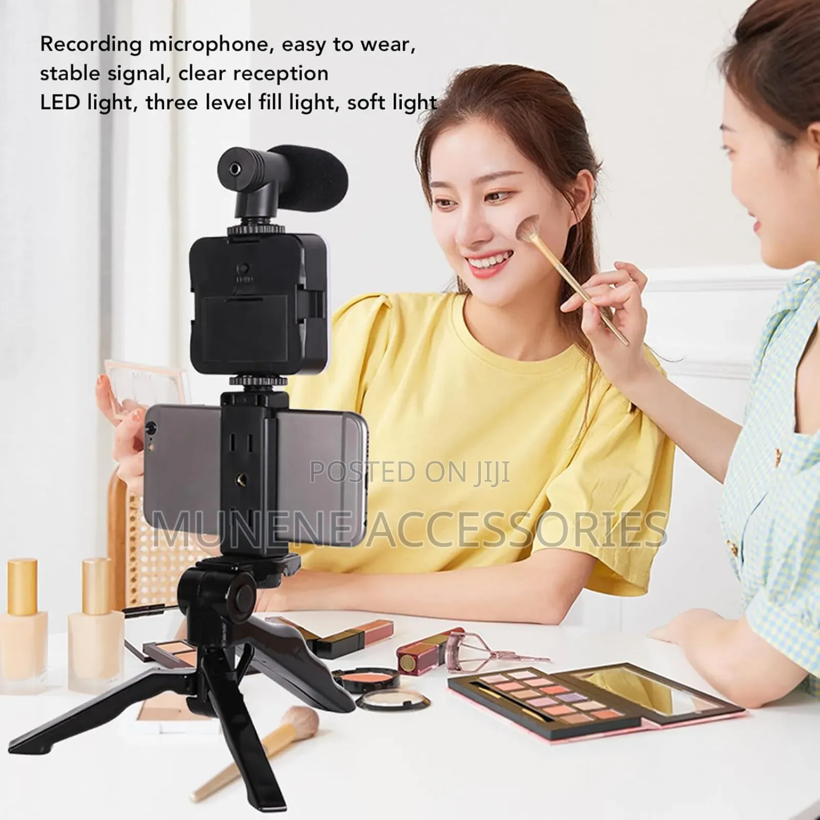 Smartphone Video Making Mic Remote Kit LED Light Stand