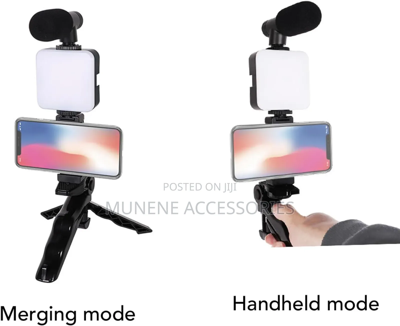 Smartphone Video Making Mic Remote Kit LED Light Stand