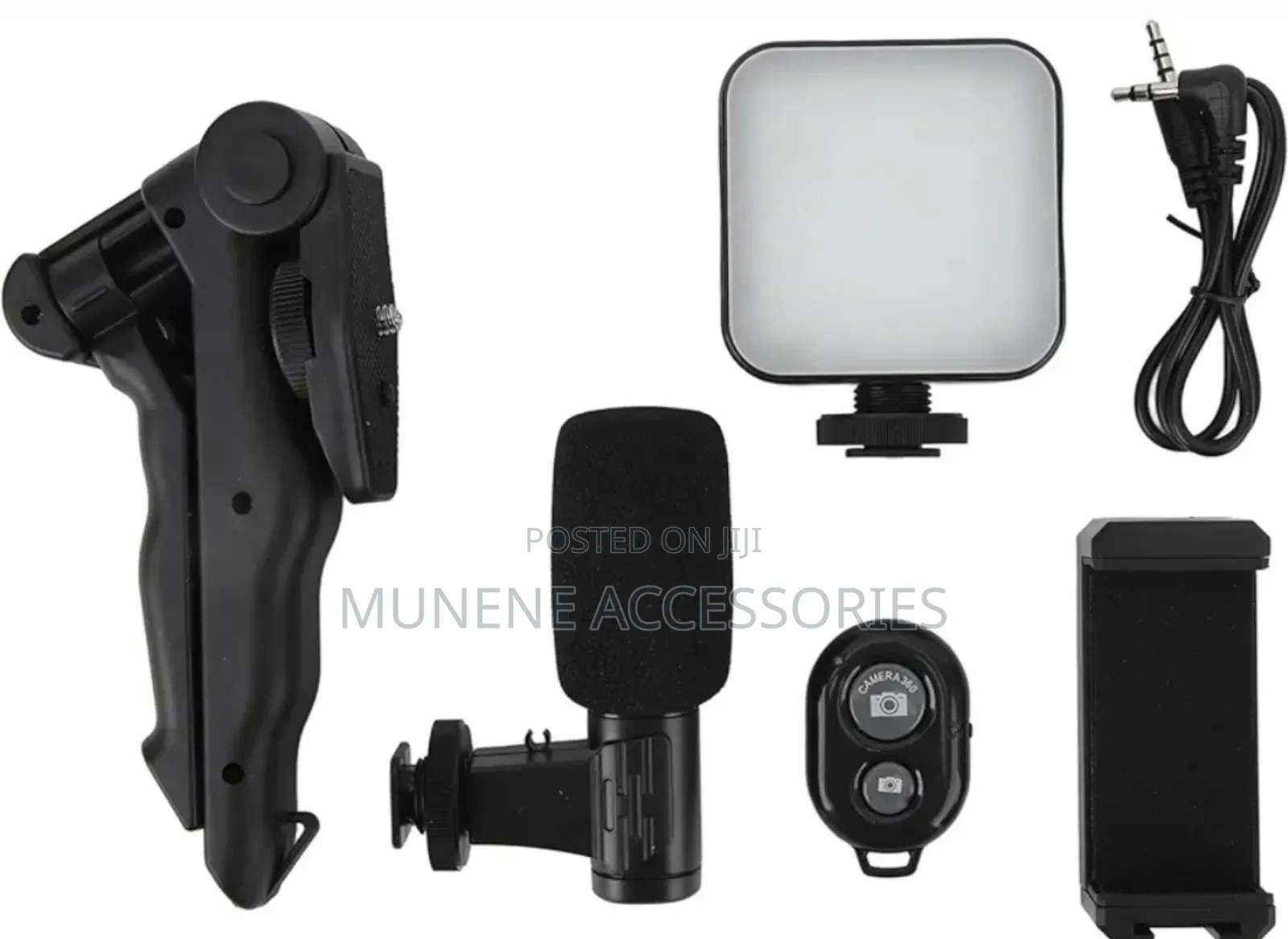 Smartphone Video Making Mic Remote Kit LED Light Stand