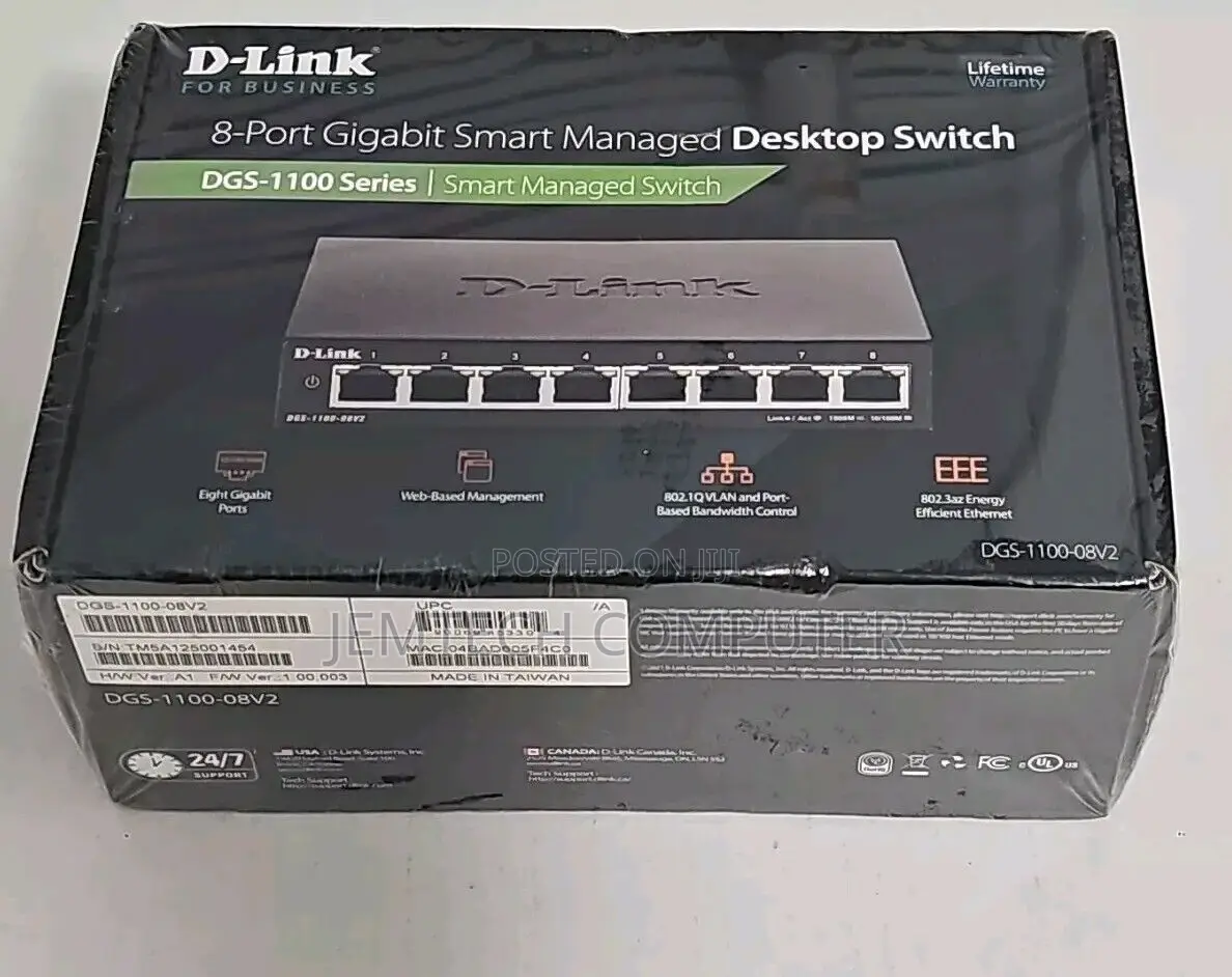 8 Port D-Link Poe Gigabit Smart Managed Switch DGS-F1100-10p