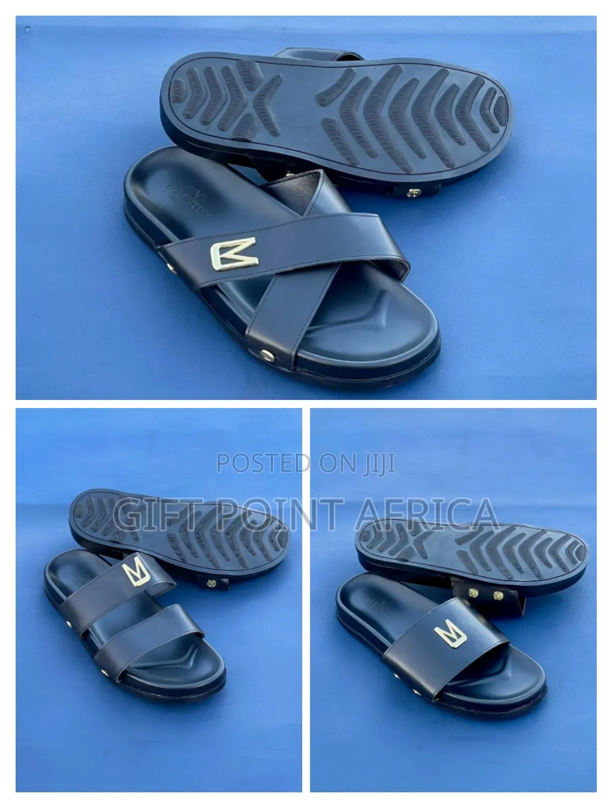 Valentino Leather Black Sandals for Men