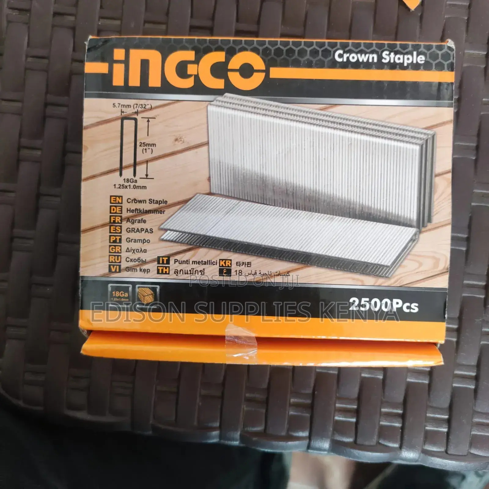 Ingco Crown Staples Pins for Air Stapler Guns 18GA 25mm/40mm