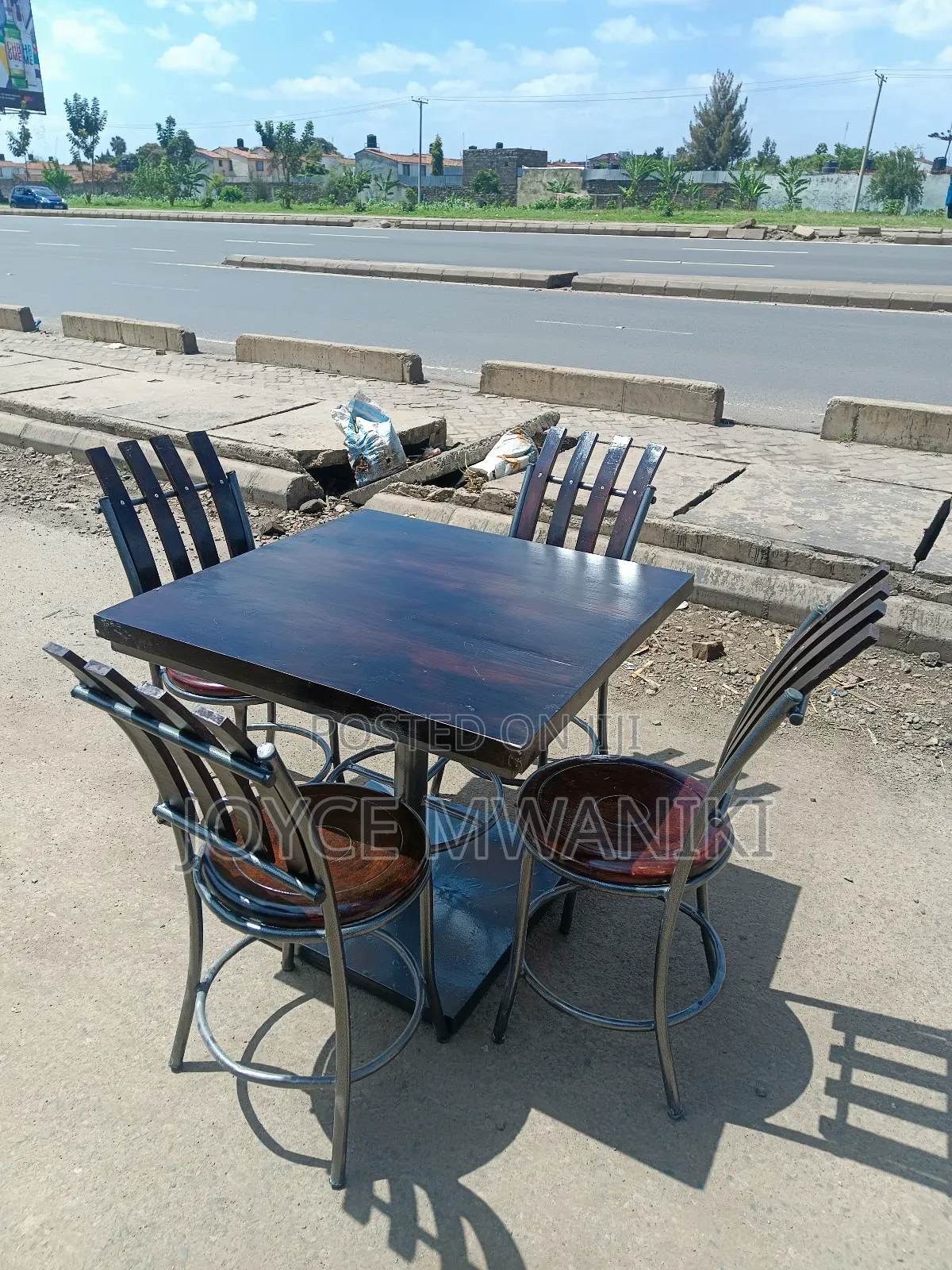 Wooden Restaurant Set, With Powder Coated Frame 