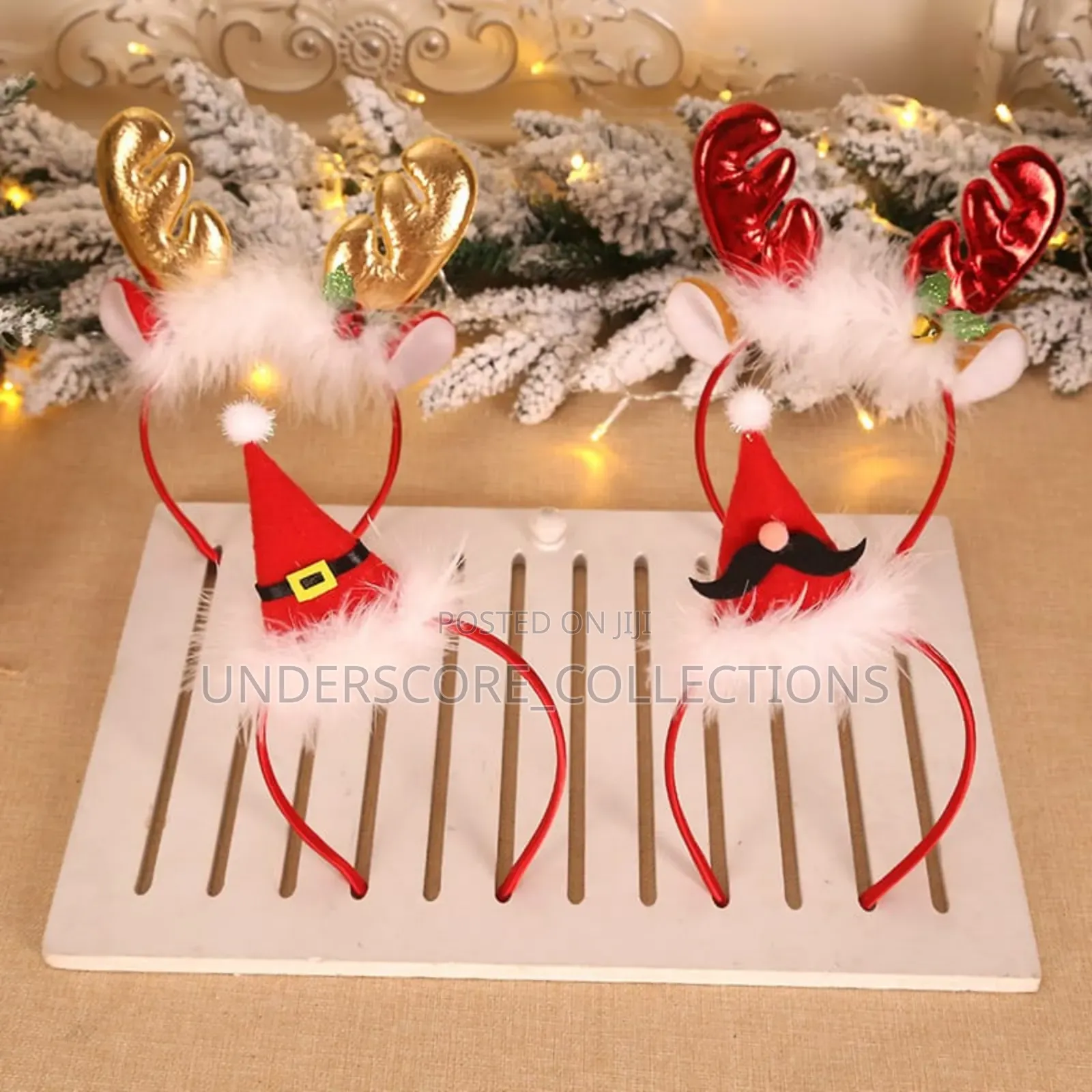 *Christmas Headband Xmas Elk Horn Bell Sequins .