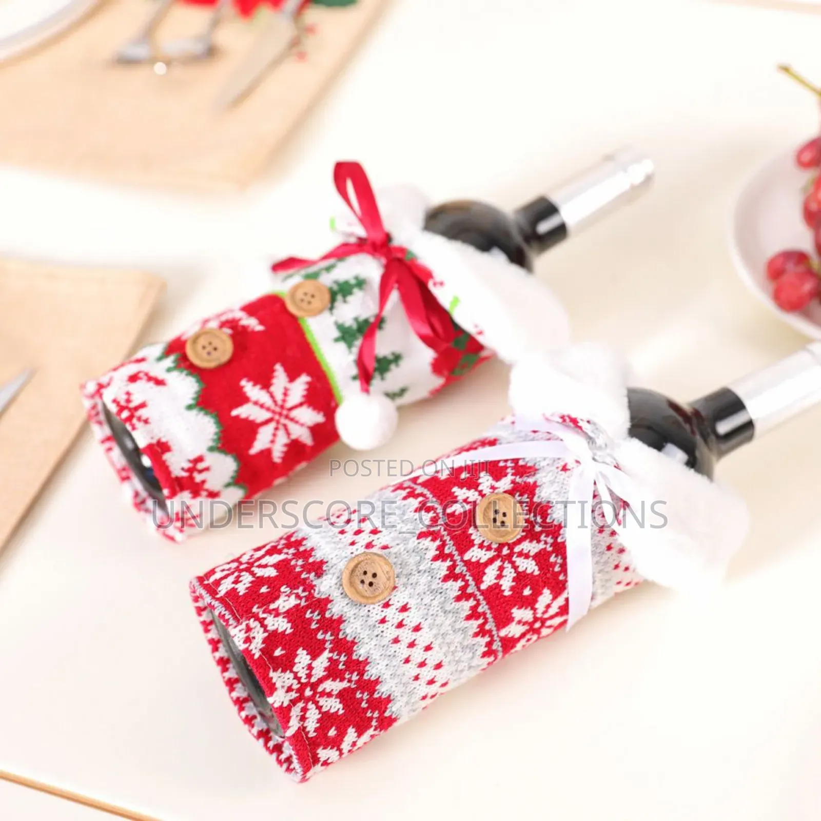 * Fluffy Christmas Wine Bottle Cover Merry Christmas Decor .