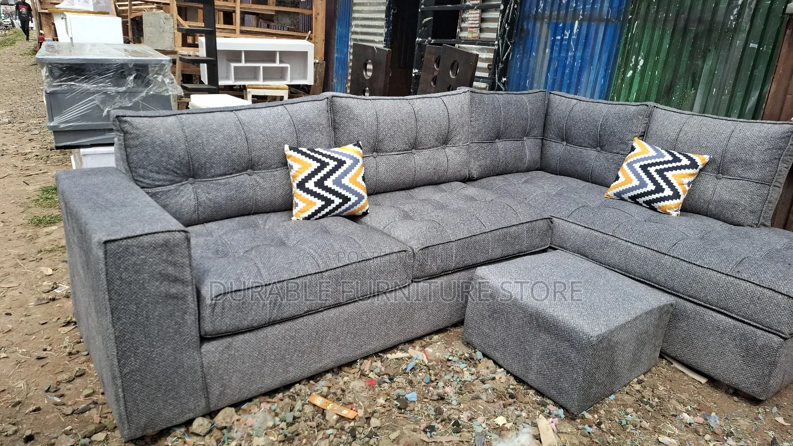 6 Seater L Shape Black