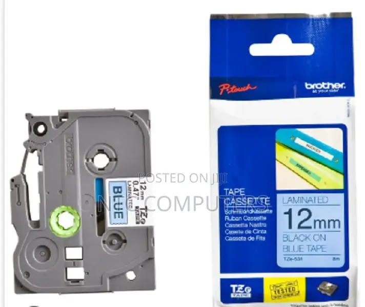 Brother Tze-531 12m -Black on Blue Labelling Tape