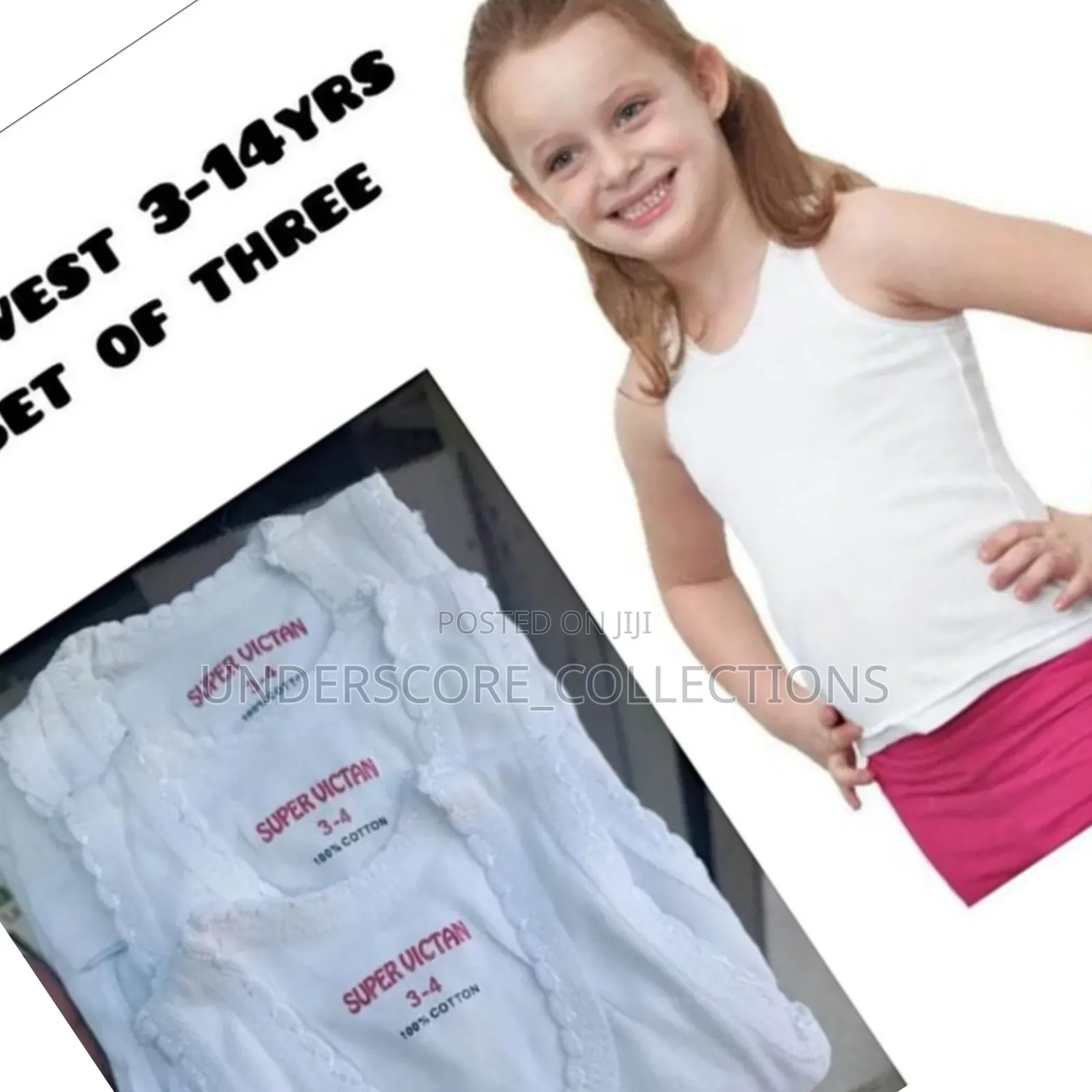 *3 Set Girls Quality Vest. *Material:* Cotton
 *