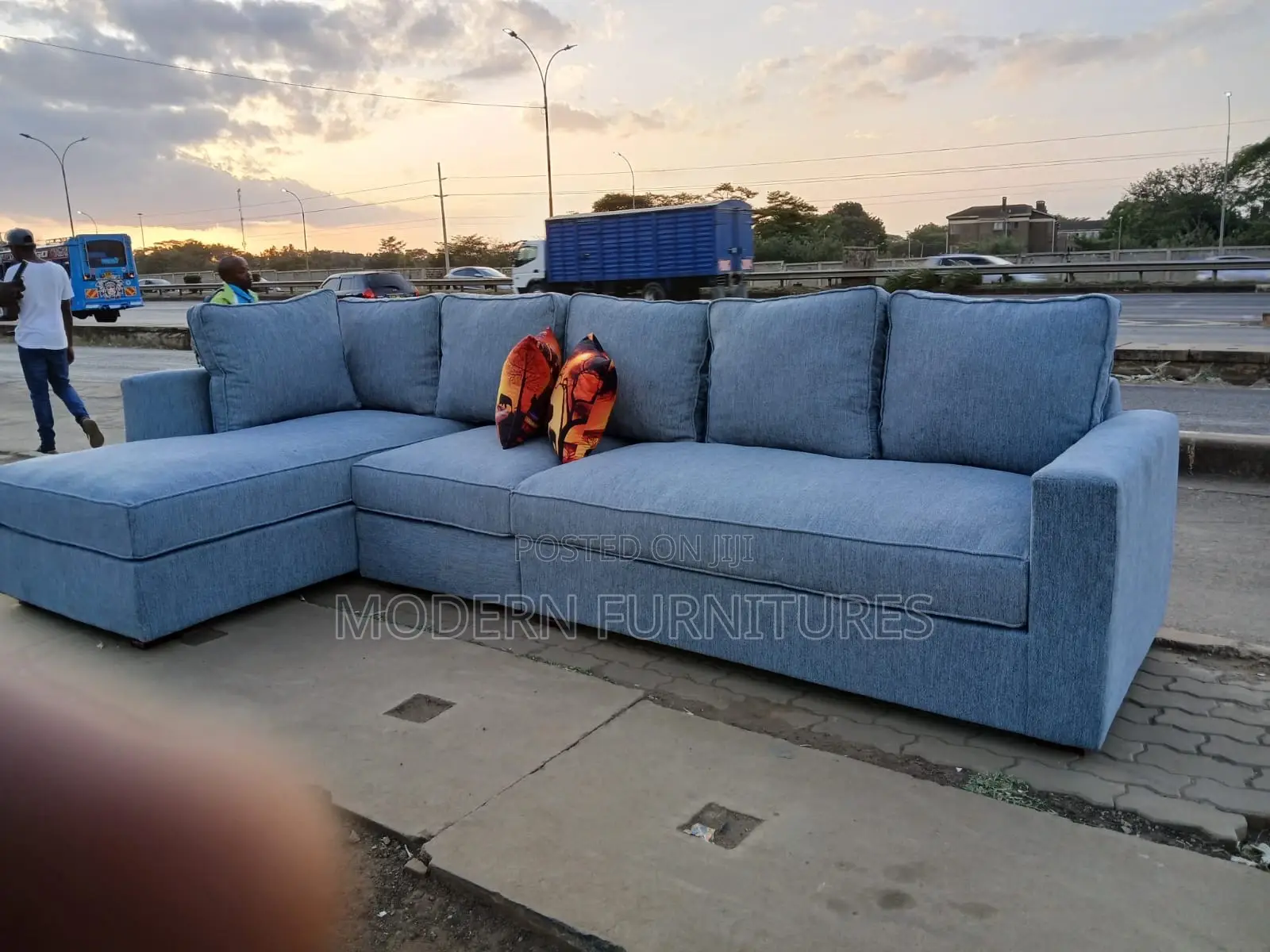 Modern Dark Grey 7 Seater Sofa