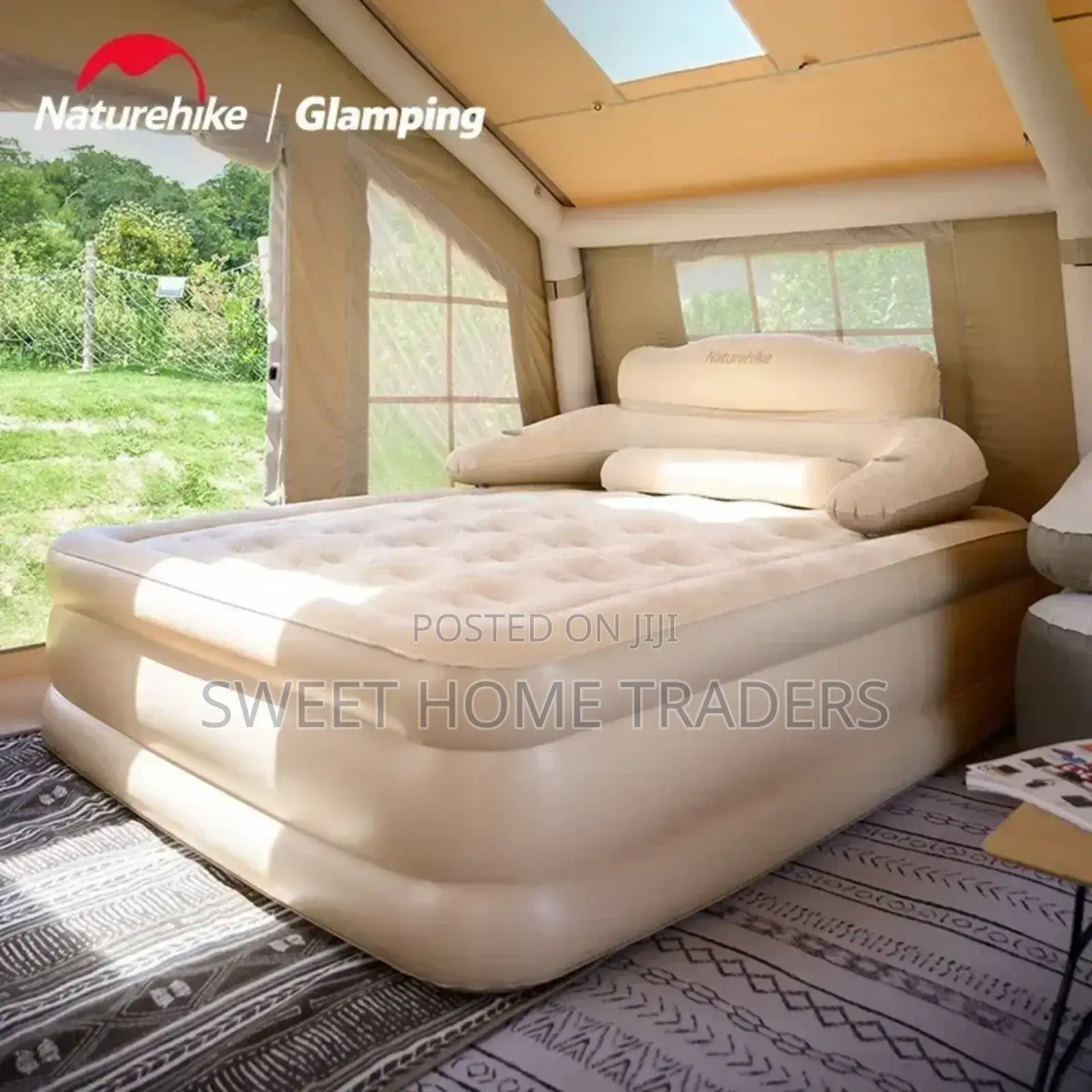 Inflatable Bed With Backrest and Electric Pump