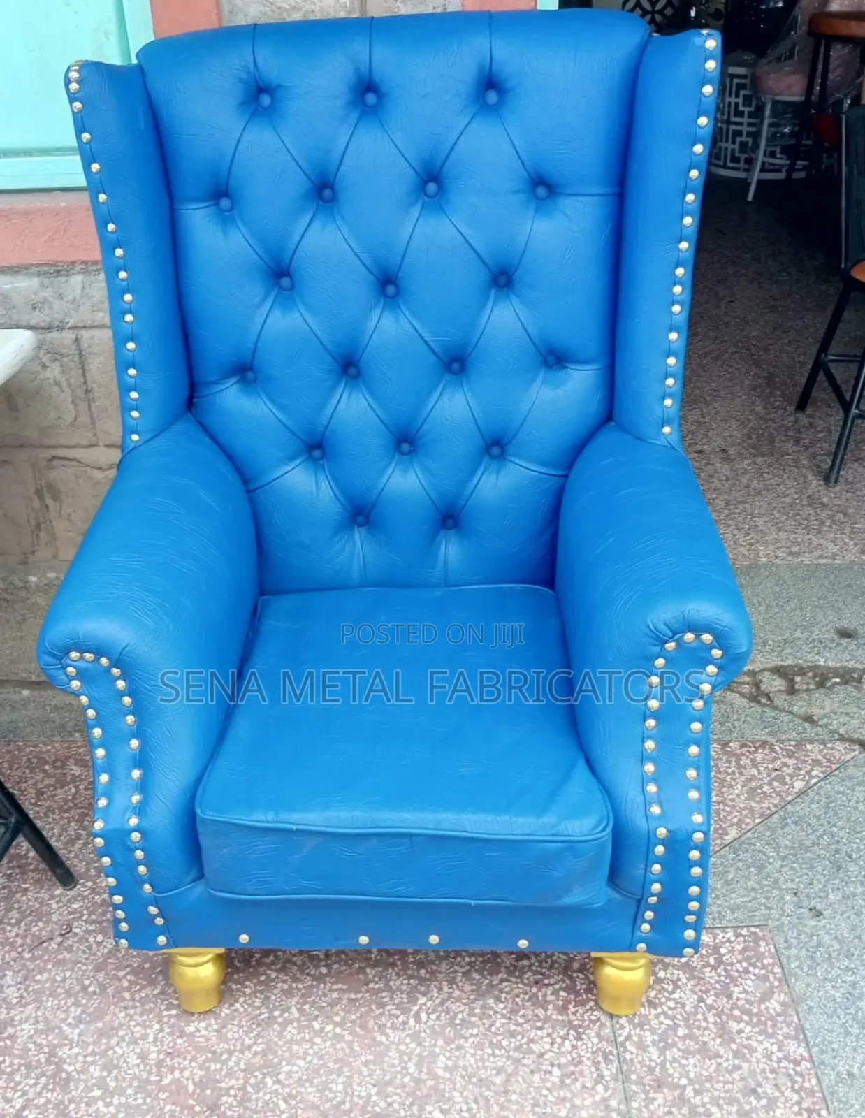 Church King-Size Chairs Blue Leather Colour 
