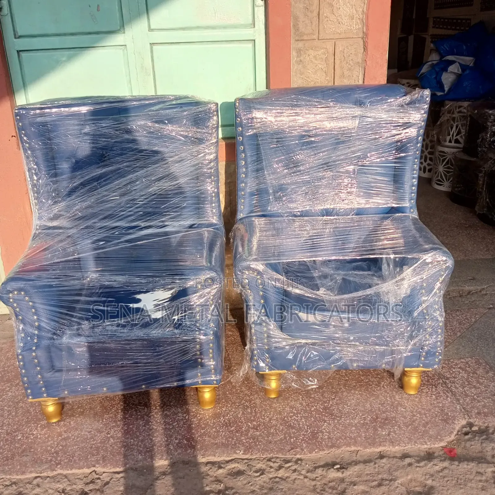 Church King-Size Chairs Blue Leather Colour 