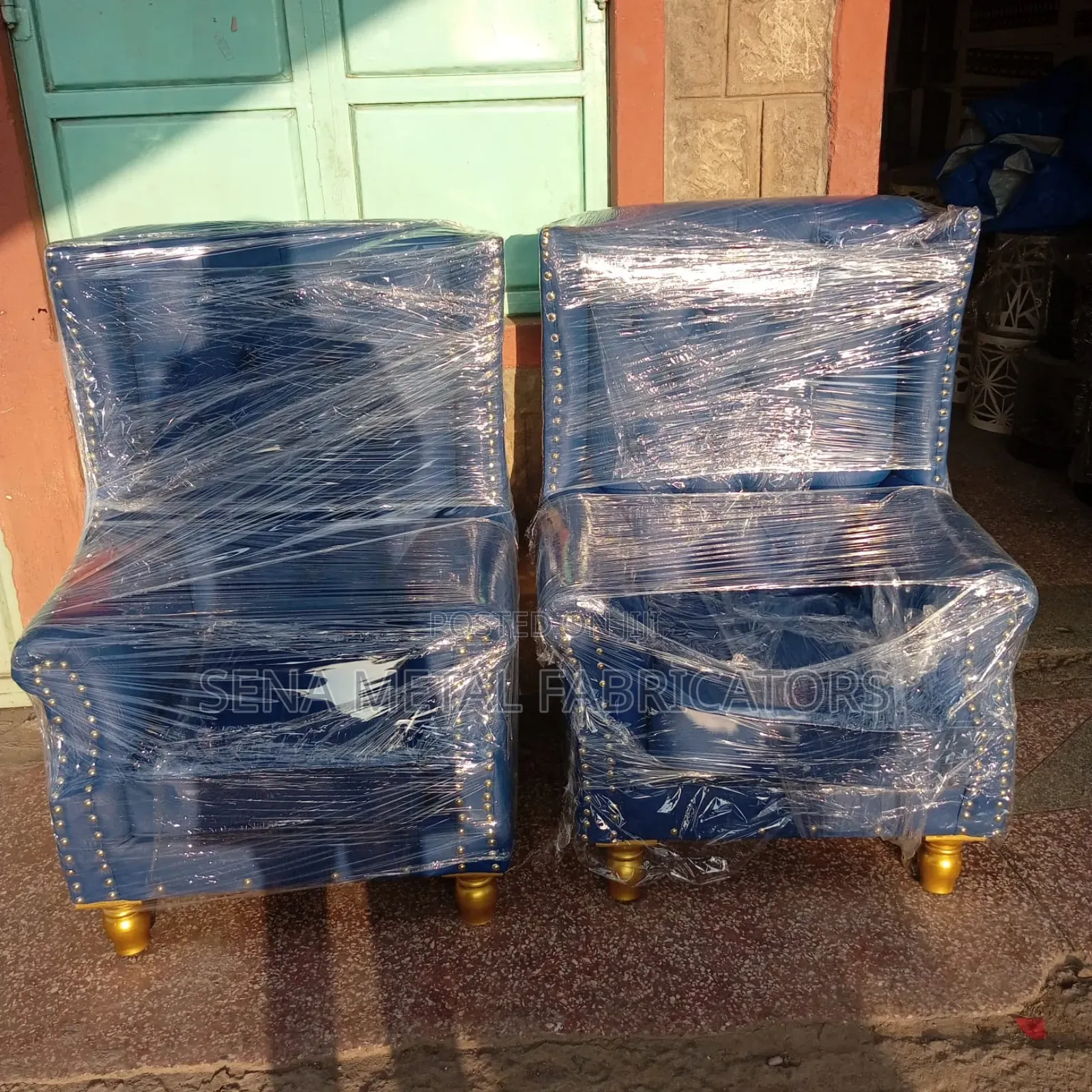 Church King-Size Chairs Blue Leather Colour 