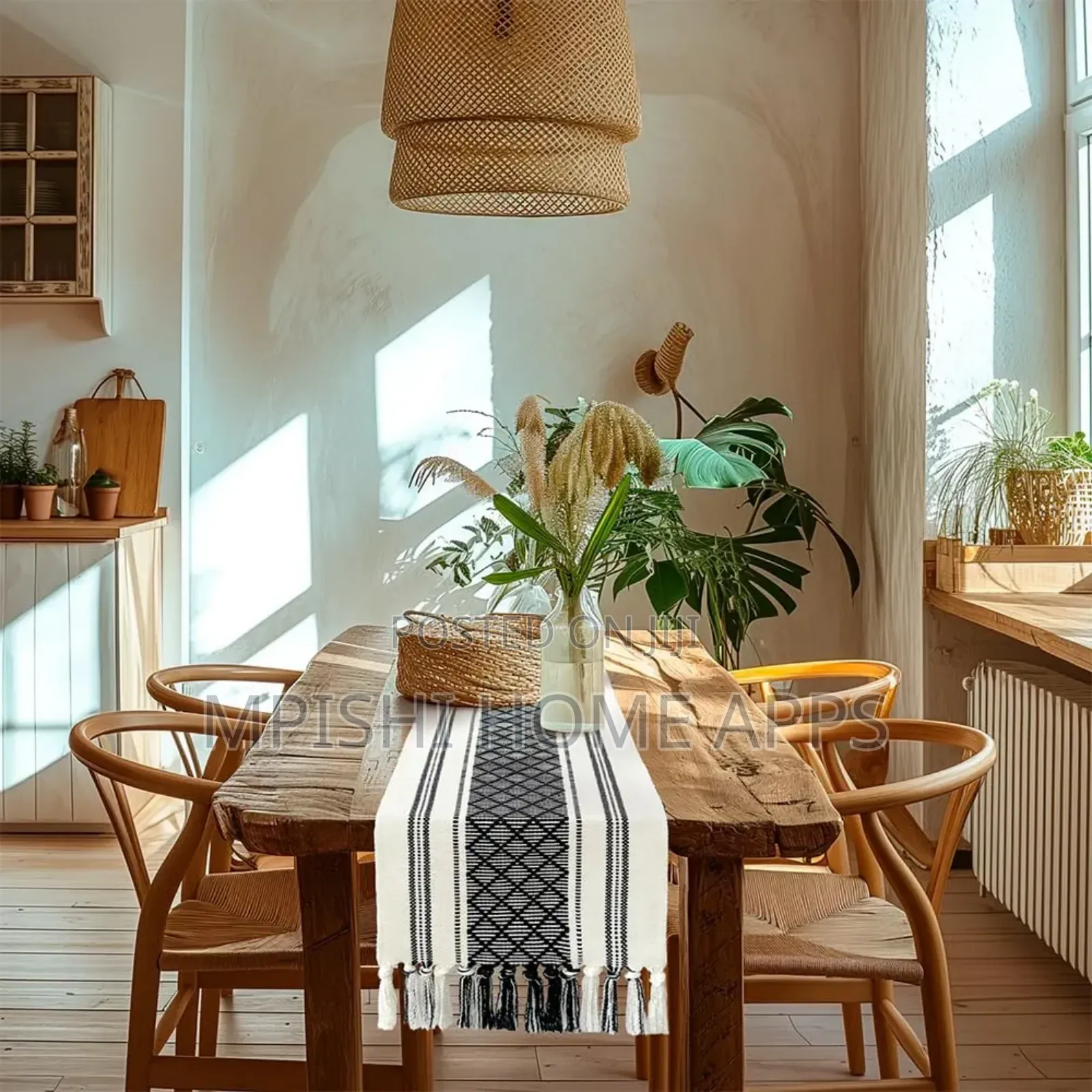 Braided Woven Table Runner With 6pcs Mats