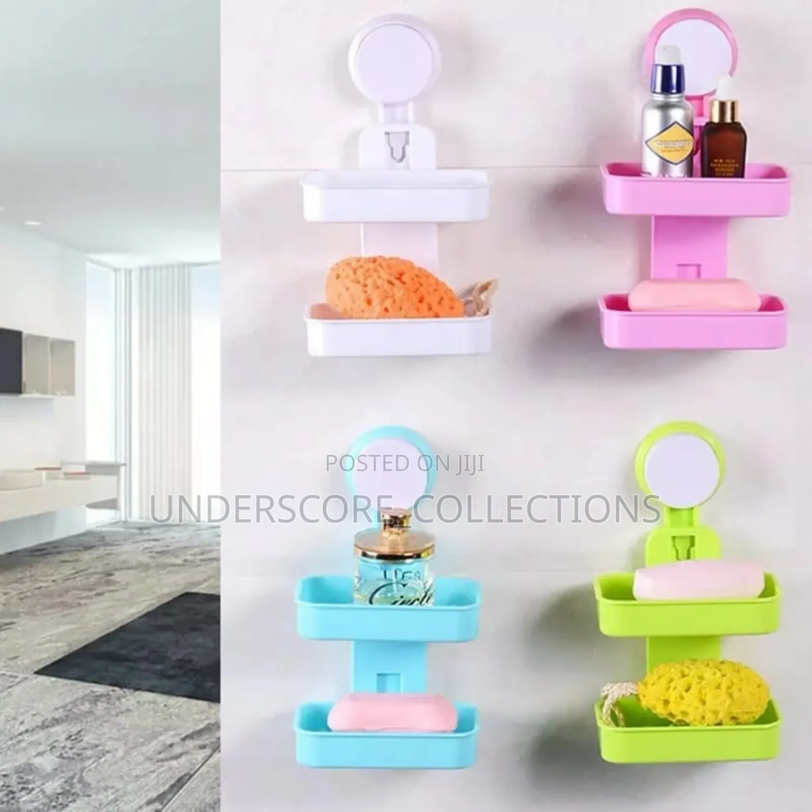 *Suction Double Soap Rack No Drilling Wall .