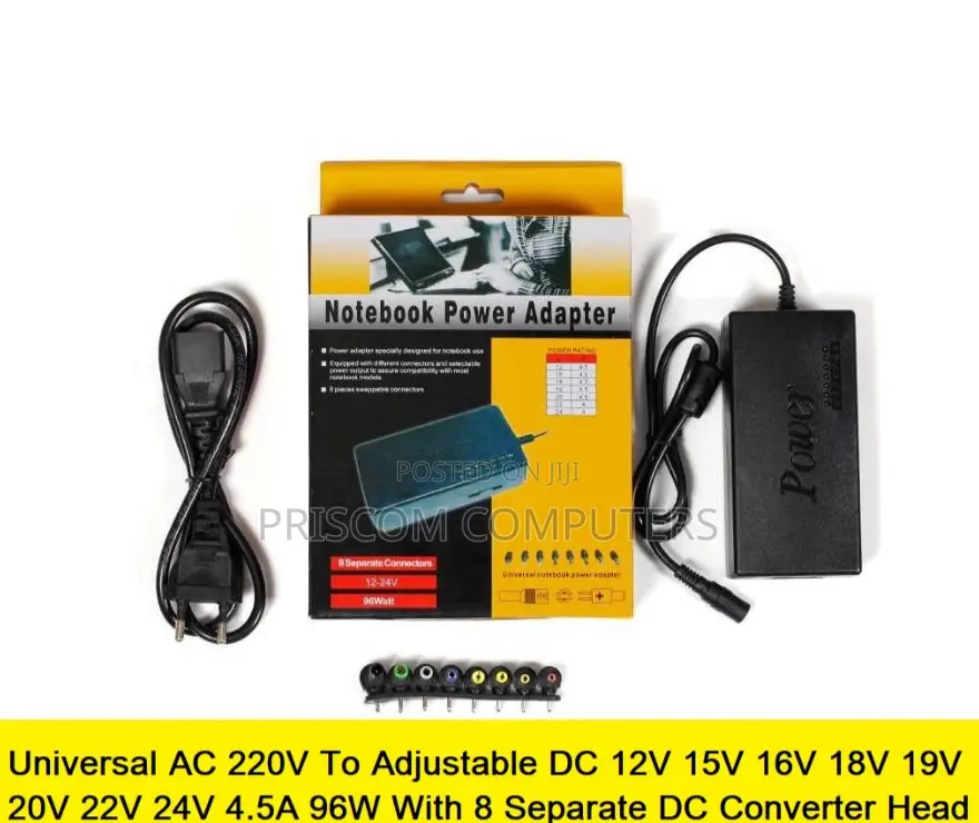 Universal Notebook Power Adapter 12v to 24v - 8 Connectors