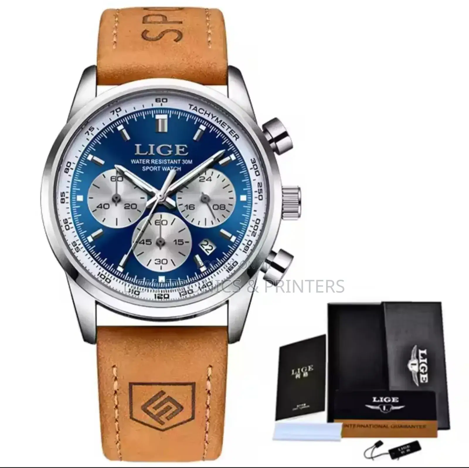 Lige Chronograph Leather Watch