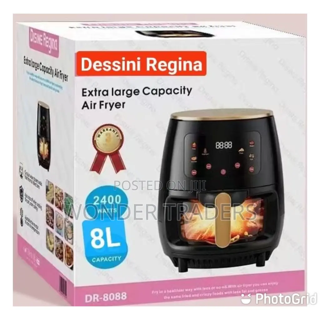 *Glass Oven Dessini Air Fryer 8 Litres( Black)