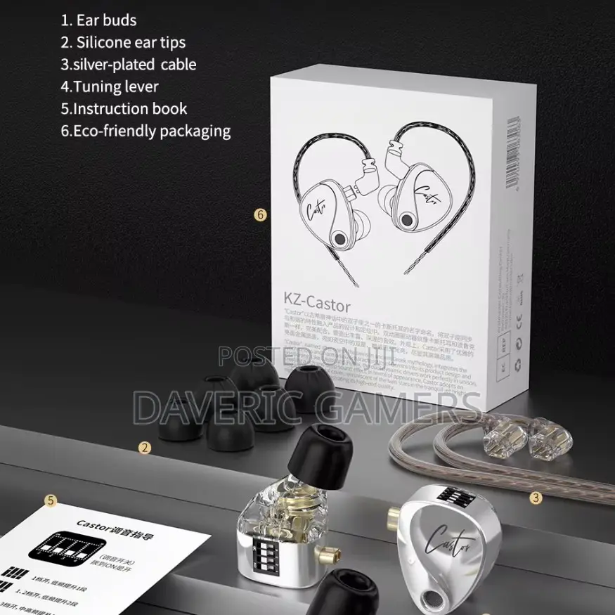 KZ Castor In Ear Wired Earphones 2DD Dynamic