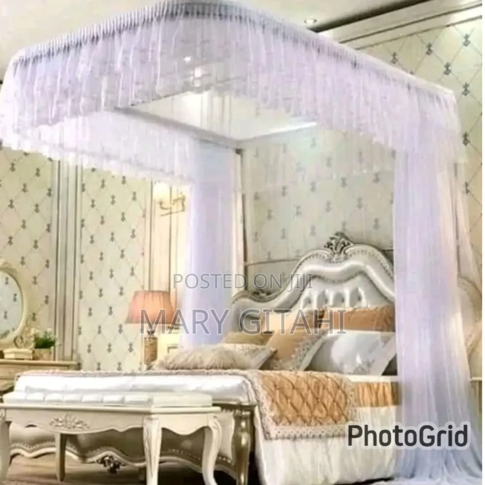 Two Stand Metallic Mosquito Net With Rails
-White