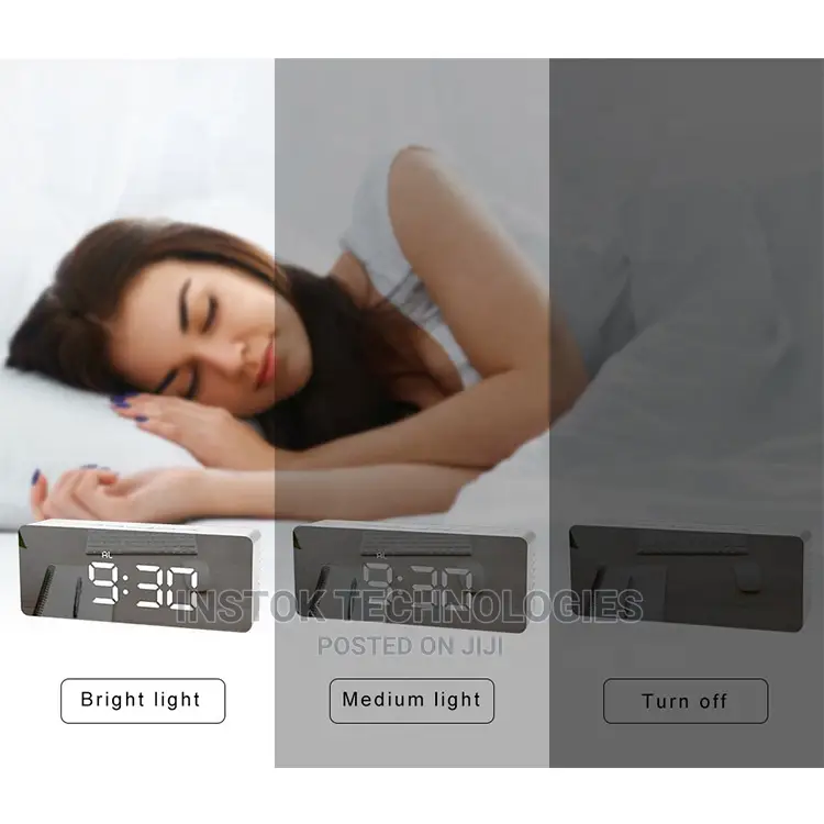 Mirror LED Backlit Digital Alarm Clock With Thermometer
