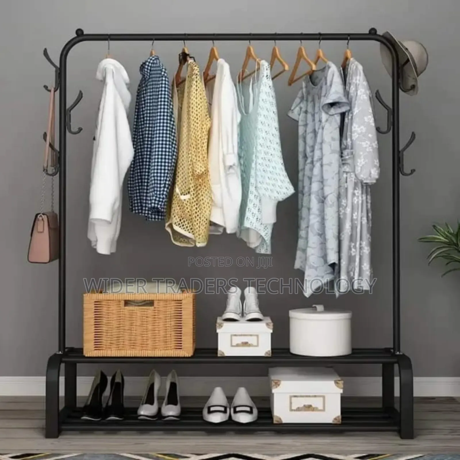 *Cloth Rack With Double Lower Storage Shelf Size: 110 X 40