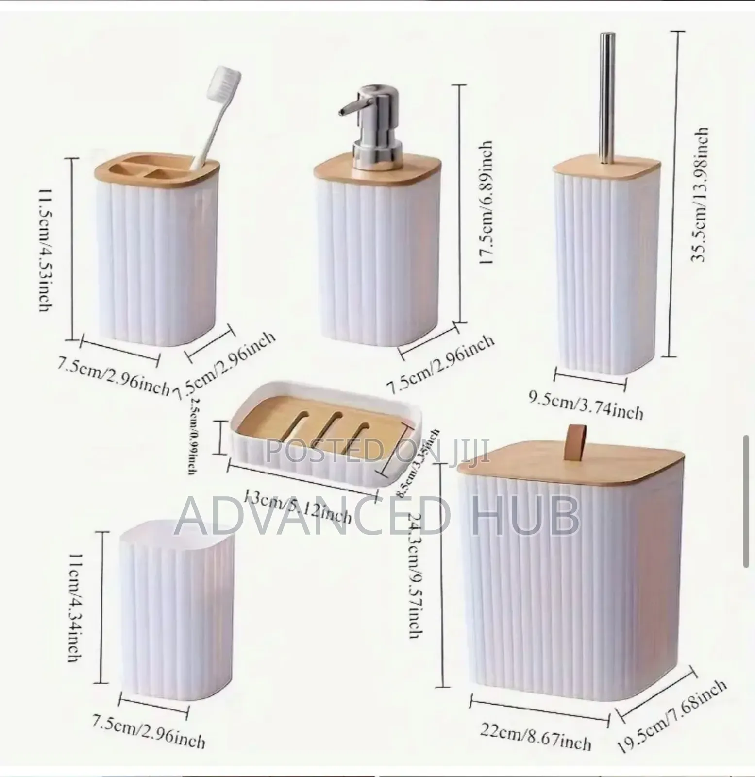 6 in 1 Bathroom Accessories Set With Wooden Top