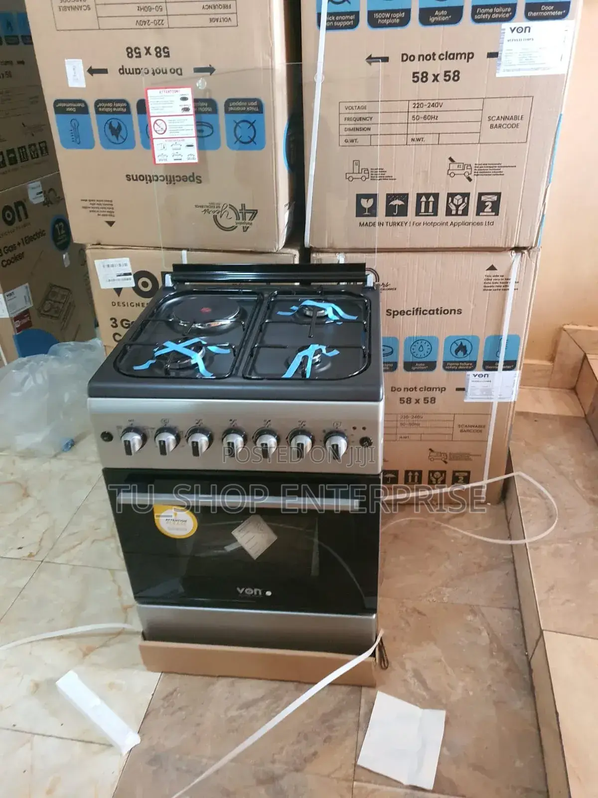 Cooker!!Von Cooker 3 Gas +1 Electric - VCF553141FFG, Silver