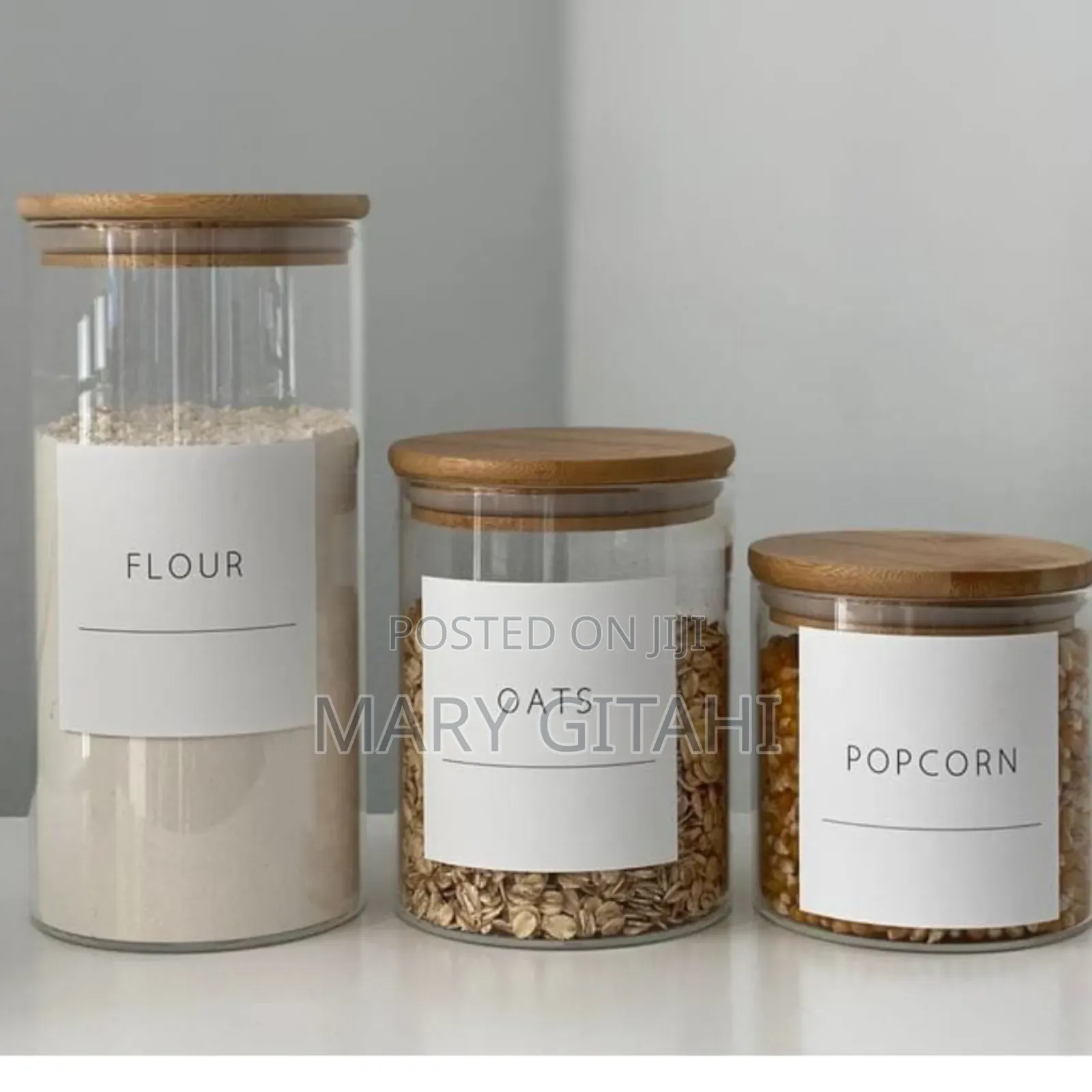 Large Capacity Glass Storage Containers With Bamboo Lids-New