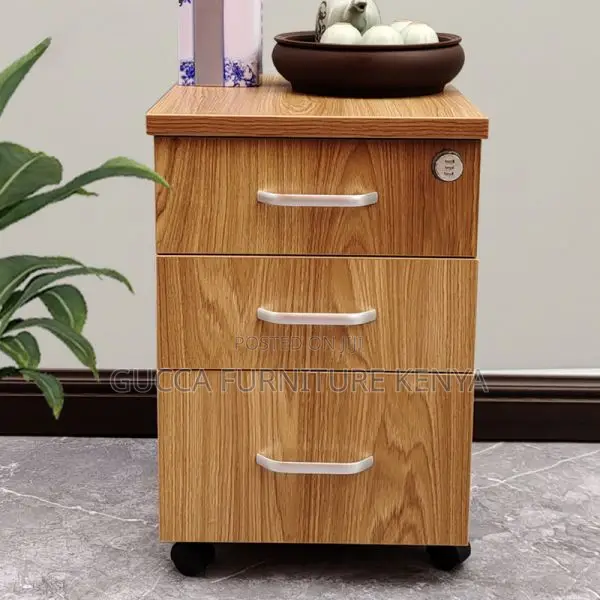 Cabinets:Pedestal Natural Finish Vertical Storage Cabinet