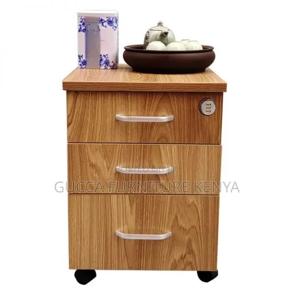 Cabinets:Pedestal Natural Finish Vertical Storage Cabinet