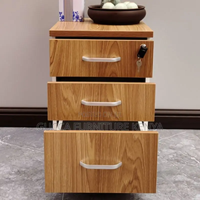 Cabinets:Pedestal Natural Finish Vertical Storage Cabinet