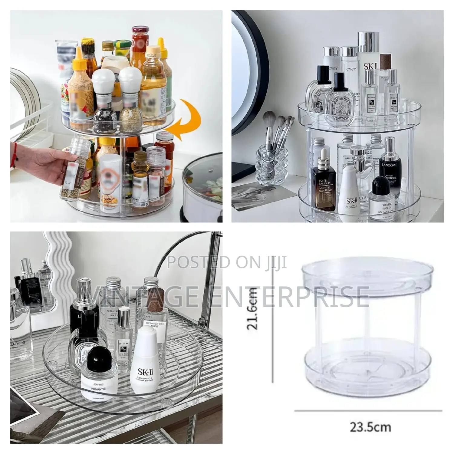 2 Layer 360 Rotation Cabinet Turntable Organizer