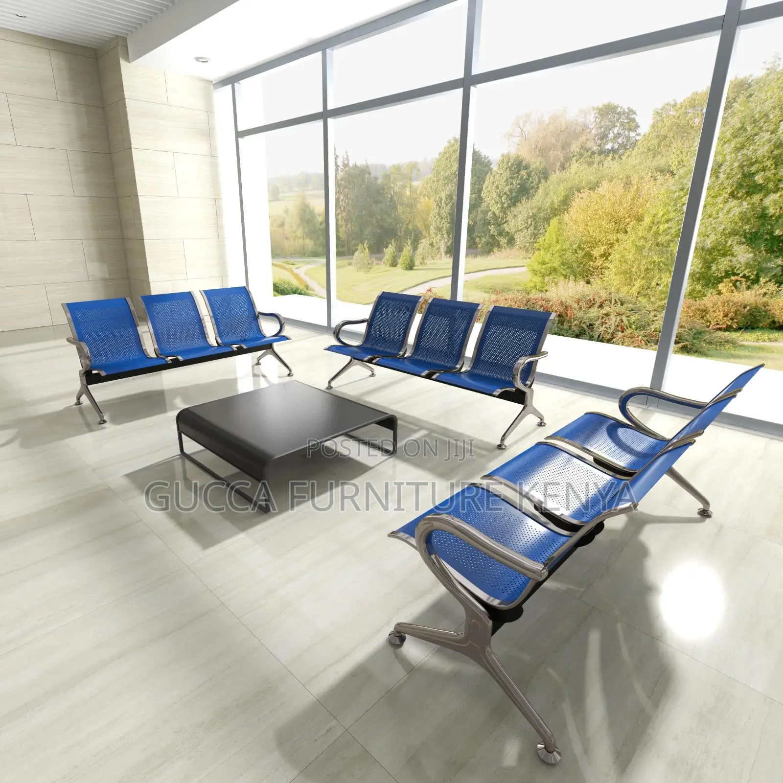 Benches:3-Seater Steel Bank Customer Waiting Bench