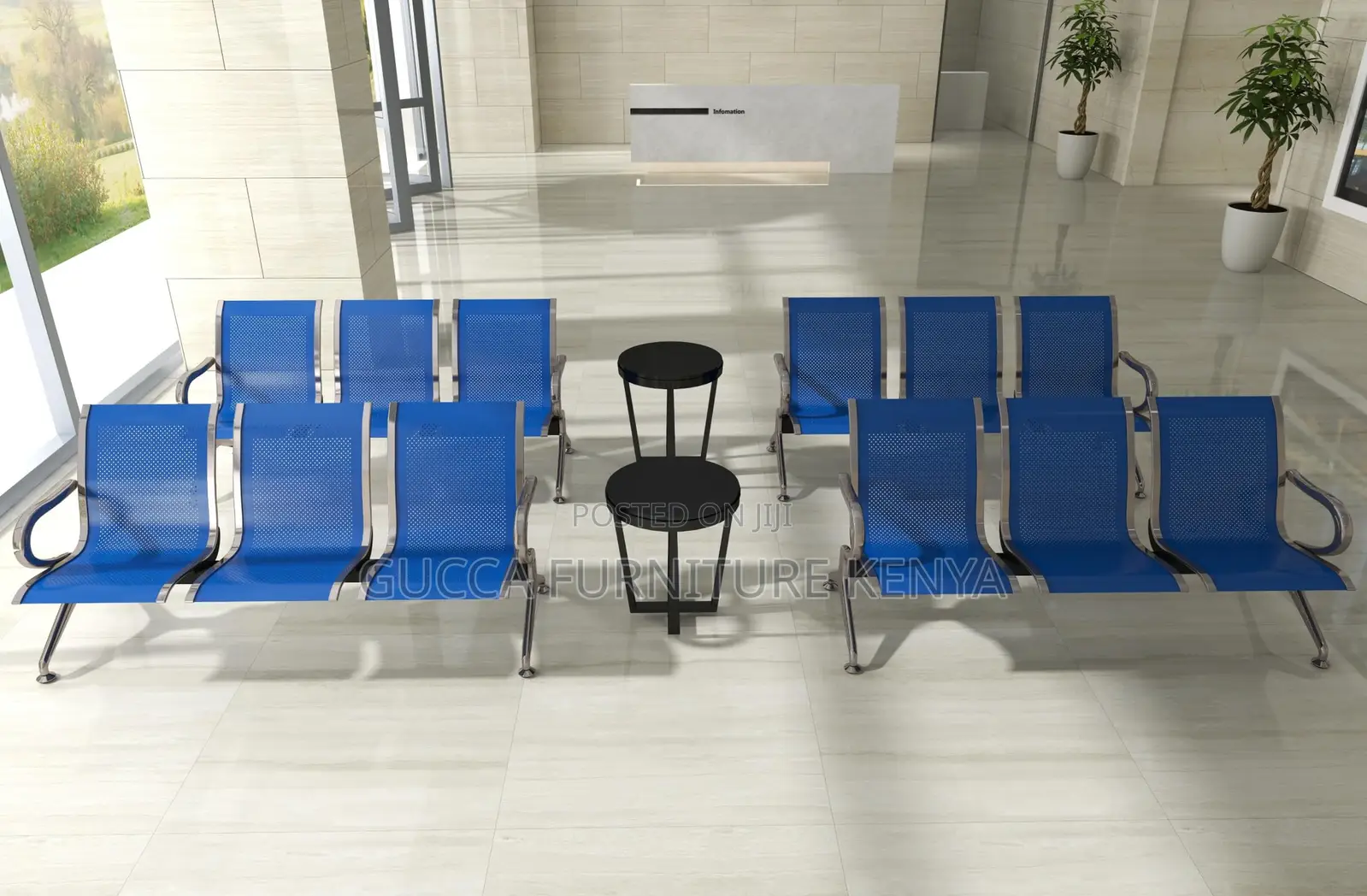 Benches:3-Seater Steel Bank Customer Waiting Bench