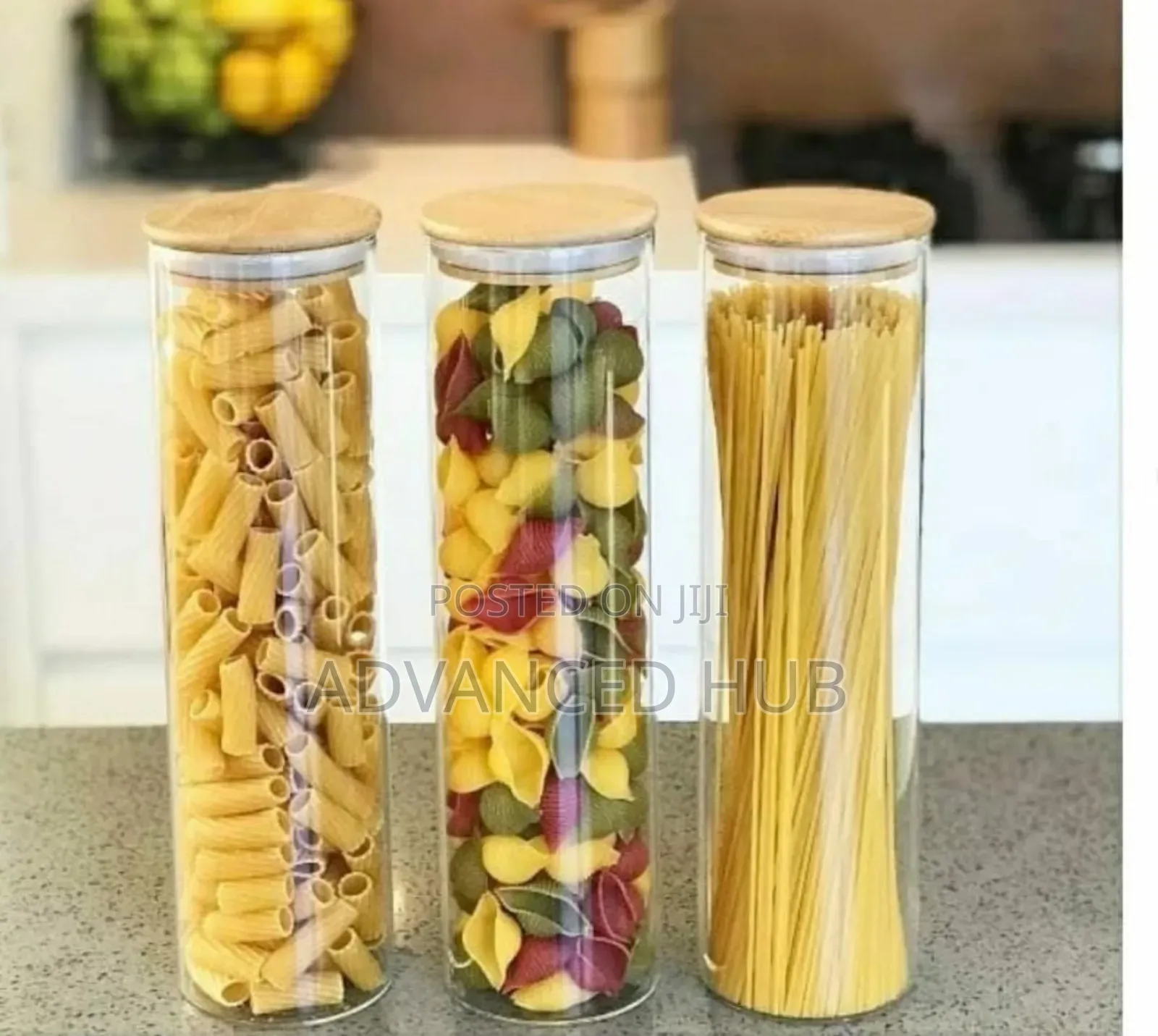 Glass Spaghetti/Cereal Jar With Airtight Bamboo Lid