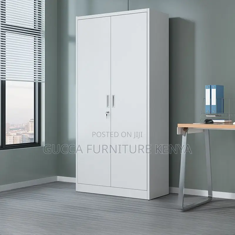 Cabinets: White Trendy Steel 2-Full Door Storage Cabinet