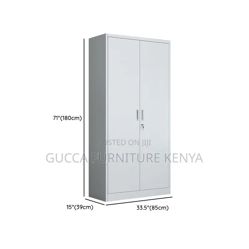 Cabinets: White Trendy Steel 2-Full Door Storage Cabinet
